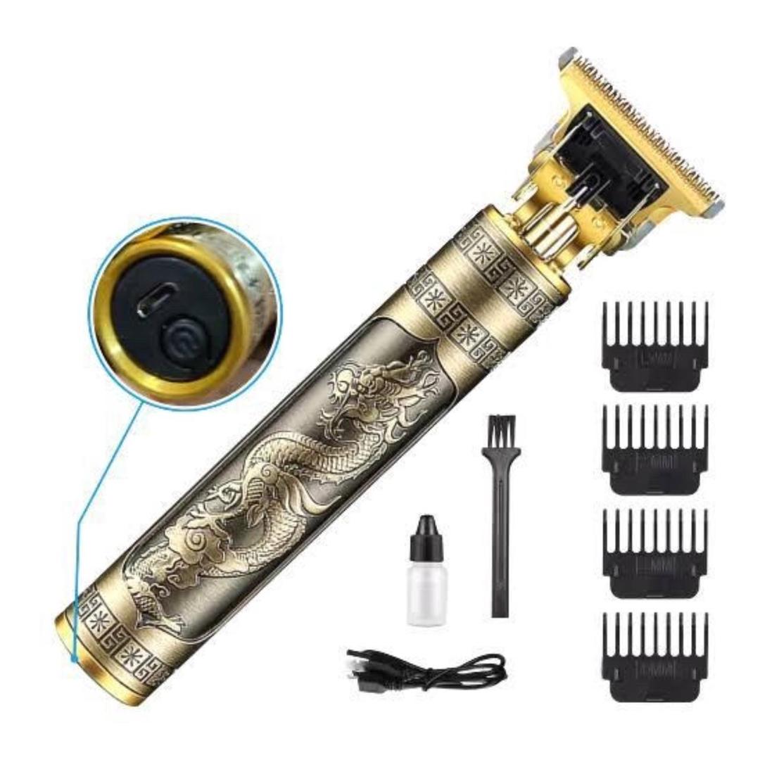 Metal Body T9 Trimmer VINTAGE T9 Dragon Style Metal Rechargeable Electric Hair Clipper Cutting