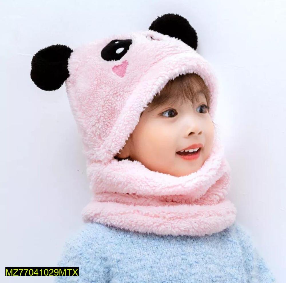 Kid's Beanie Wool Cap With Neck Warmer