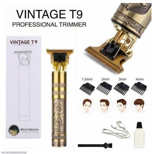 Metal Body T9 Trimmer VINTAGE T9 Dragon Style Metal Rechargeable Electric Hair Clipper Cutting