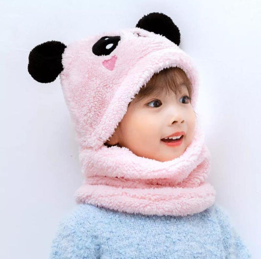 Kid's Beanie Wool Cap With Neck Warmer