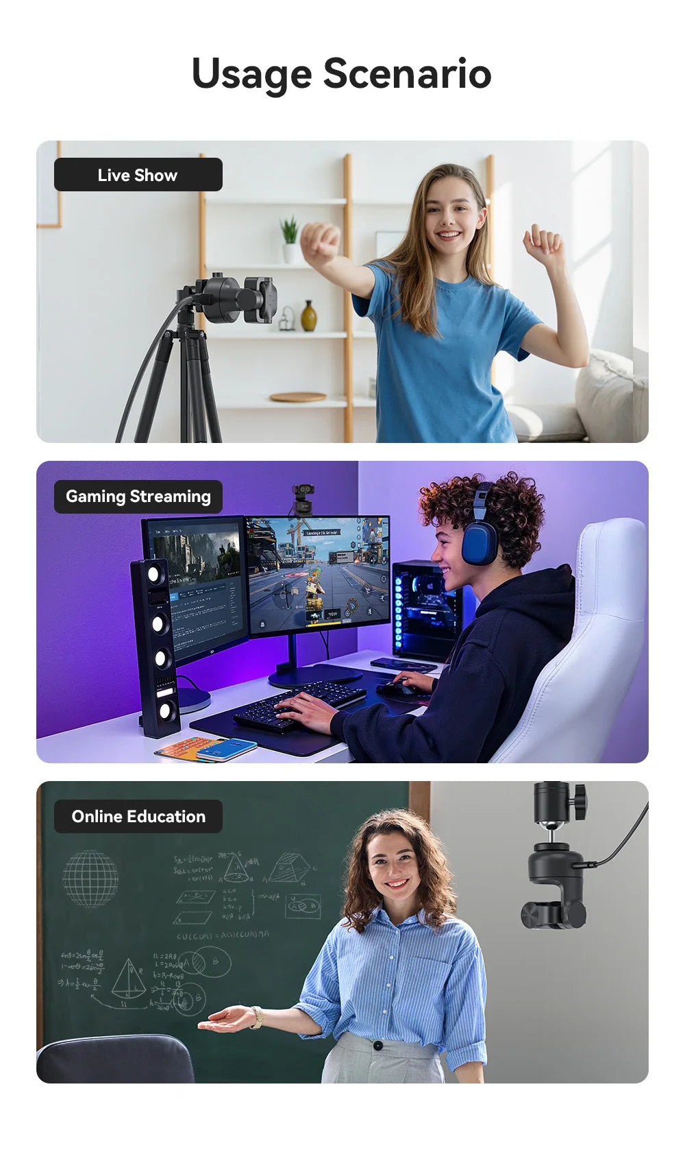 4K Webcam EMEET PIXY Dual-Camera AI Tracking Video Camera for Live Streaming With Sony Sensor Gesture Control Autofocus 3 Mics