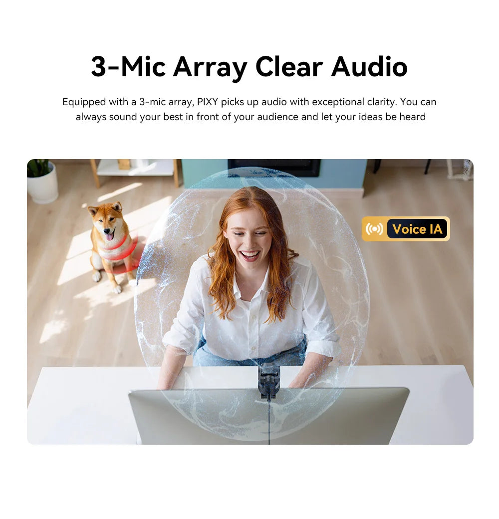 4K Webcam EMEET PIXY Dual-Camera AI Tracking Video Camera for Live Streaming With Sony Sensor Gesture Control Autofocus 3 Mics